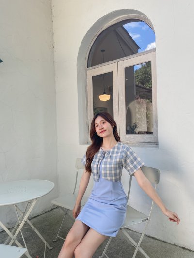 Dress W12 ฟ้า เขียว