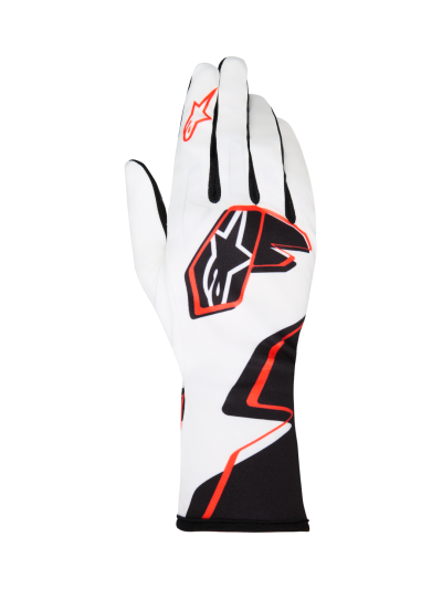 ALPINESTARS TECH-1 K RACE V2 GLOVES GRAPHIC 1 - (White Black Hot Orange)