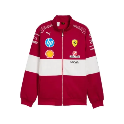 Scuderia Ferrari F1 2025 Team Vintage Racing Jacket - Dark Cherry