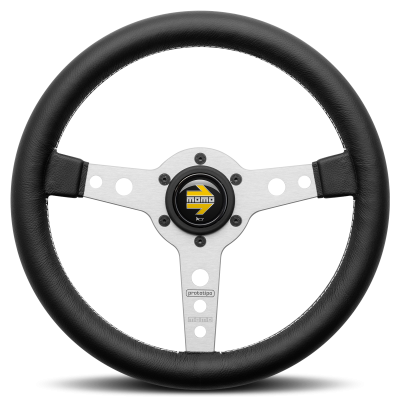 MOMO PROTOTIPO BRUSHED ALUMINIUM BLACK LEATHER