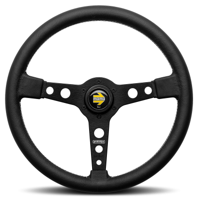 MOMO PROTOTIPO BRUSH BLACK ANODIZED BLACK LEATHER