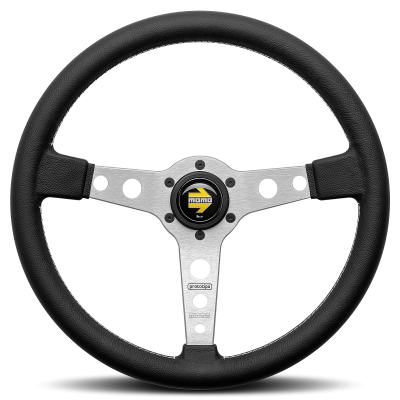 MOMO PROTOTIPO BRUSHED ALUMINIUM BLACK LEATHER