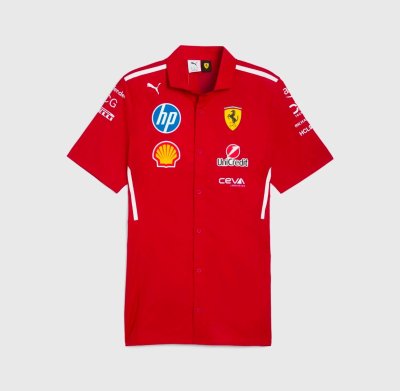 Scuderia Ferrari F1 2025 Team Button Down Shirt - Dark Cherry