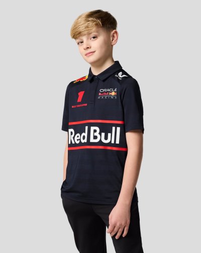 Red Bull Racing F1 Team 2025 Max Verstappen Short Sleeve Polo Shirt Kids - Night Sky