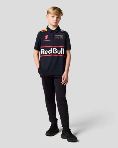 Red Bull Racing F1 Team 2025 Max Verstappen Short Sleeve Polo Shirt Kids - Night Sky