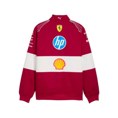 Scuderia Ferrari F1 2025 Team Vintage Racing Jacket - Dark Cherry