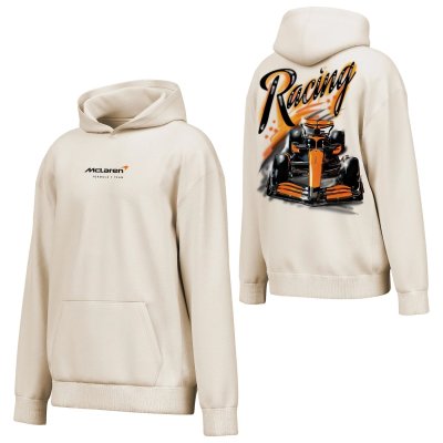 McLaren Racing F1 Drive Fast Pullover Silicone Washed Hoodie Mens - Off White