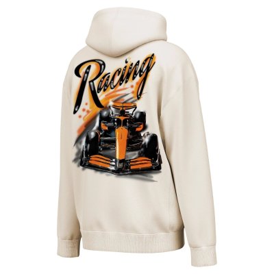 McLaren Racing F1 Drive Fast Pullover Silicone Washed Hoodie Mens - Off White