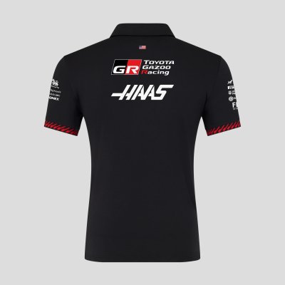 Haas F1 Team 2026 Short Sleeve Polo Mens - Caviar / Flame Scarlet
