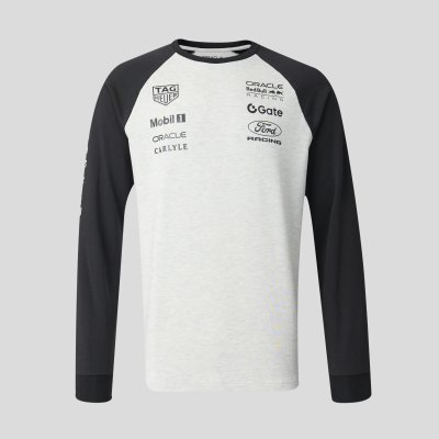 Red Bull Racing F1 Classic Raglan Long Sleeve Tee Unisex - Off White Marl/Printers Ink