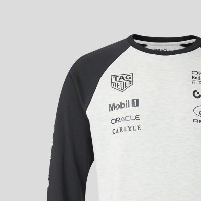 Red Bull Racing F1 Classic Raglan Long Sleeve Tee Unisex - Off White Marl/Printers Ink