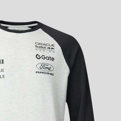 Red Bull Racing F1 Classic Raglan Long Sleeve Tee Unisex - Off White Marl/Printers Ink