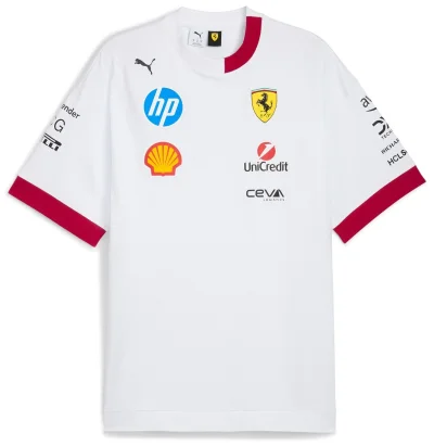 Scuderia Ferrari F1 Men's Miami GP 2025 Driver's Oversized T-shirt - White Color