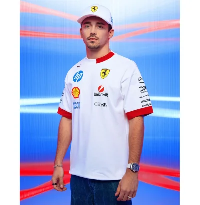 Scuderia Ferrari F1 Men's Miami GP 2025 Driver's Oversized T-shirt - White Color