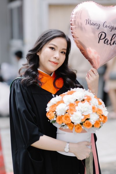 Orange White Roses and Gypso Box L