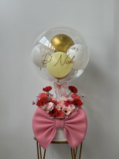 Bow Jumbo Pink Red Gerbera Daisies