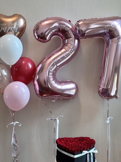 Pink Red Flower Balloon Set
