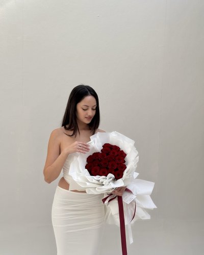 Valentines Day 20 Roses Heart Bouquet