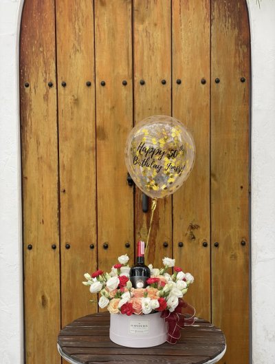 Orange Rose & Red Spray Rose Flower Box