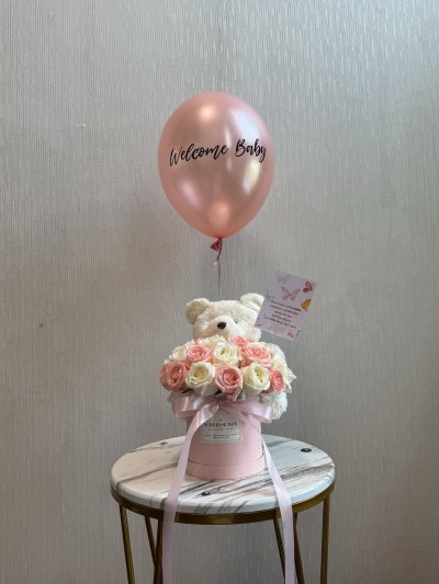 Peach White Roses Box S