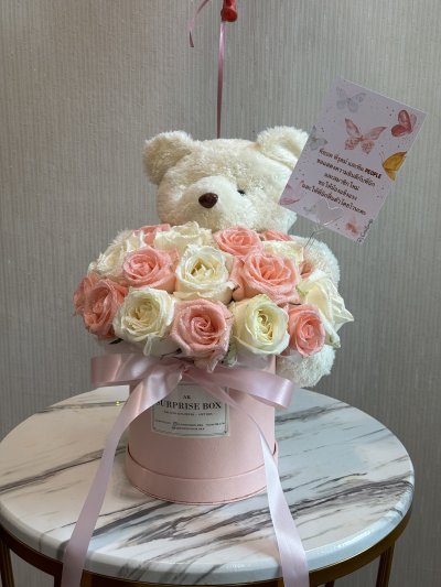 Peach White Roses Box S