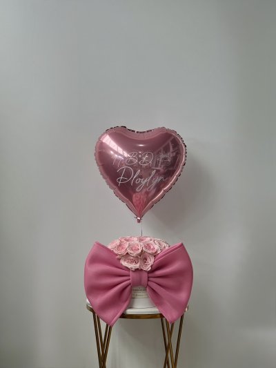 Pink Bow Jumbo English Roses Box