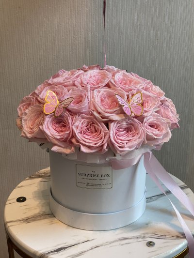 Pink English Roses Box L