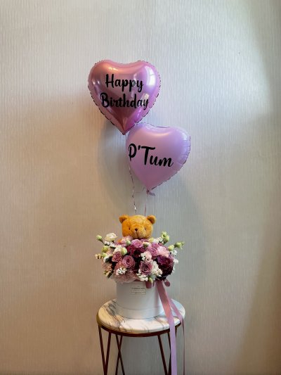 Lilac Tone Box with Teddy