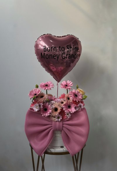 Pink Bow Jumbo Gerbera Daisies