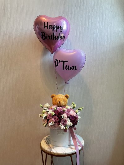 Lilac Tone Box with Teddy