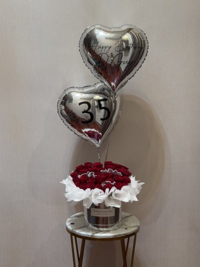 Asymmetrical Red Rose Box