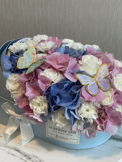 Pink Blue Hydrangea Baby Box