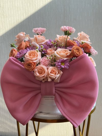 Bow Jumbo Peach Lavender Box