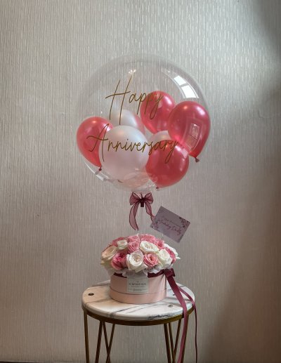 Mix Pink White Roses Box L
