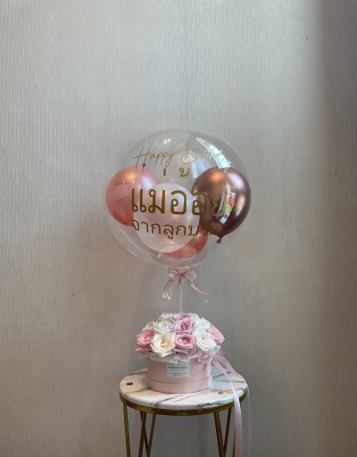 Mix Pink White Roses Box L