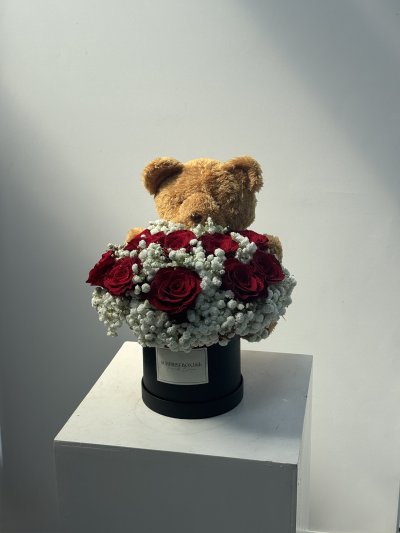 Red Velvet Teddy Box - S