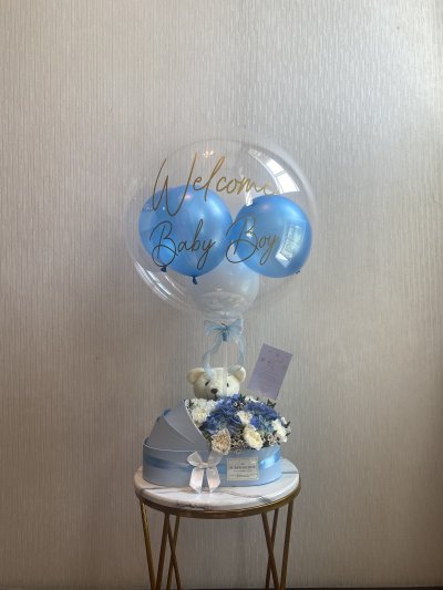 Blue Hydrangea Carnation Fillers Baby Box