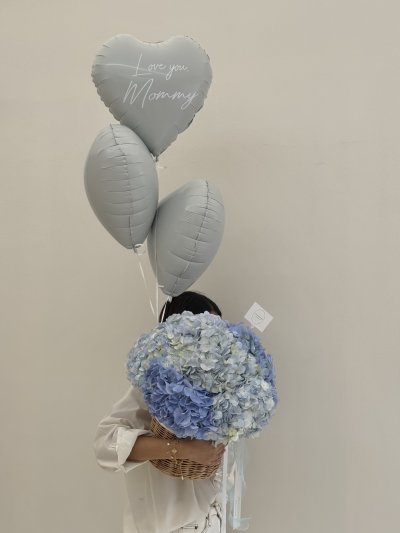 Baby Blue Hydrangea Basket