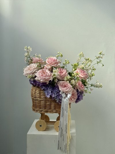 Fairy Garden Pinkish Purple Baby Cradle
