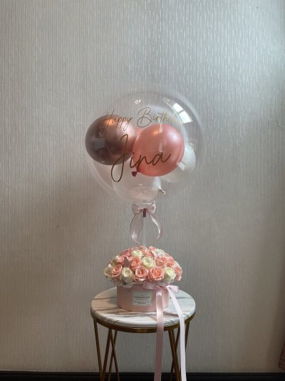 Mix Pink White Roses Box L