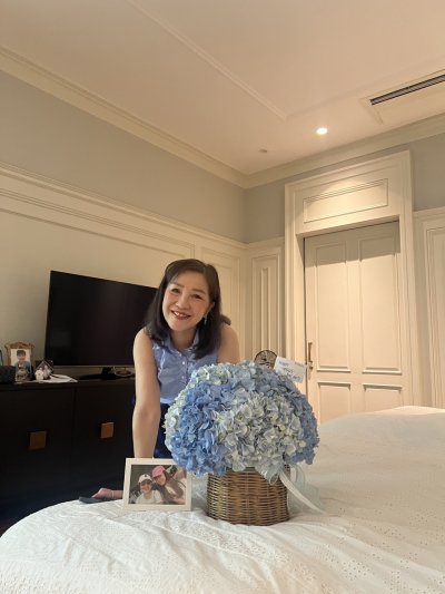 Blue Hydrangea Basket L
