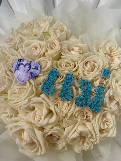Mother's Day Initial 30 Heart Bouquet