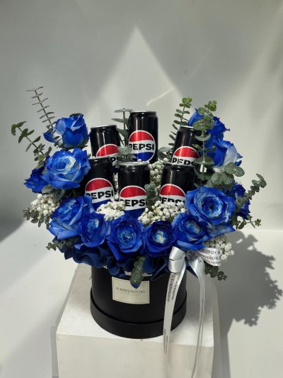 Blue Spray Painted Roses Pepsi Gift Box
