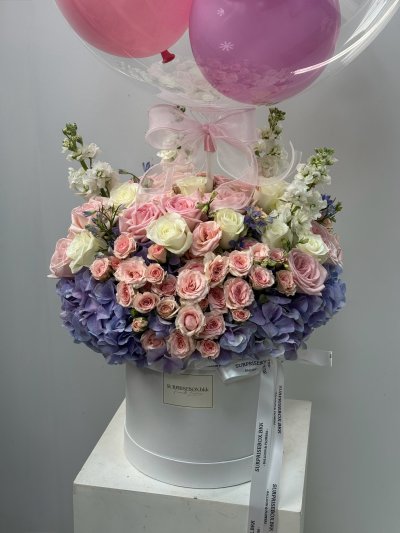 Pastel Sky & Blush Blue Pink White Bloom Box