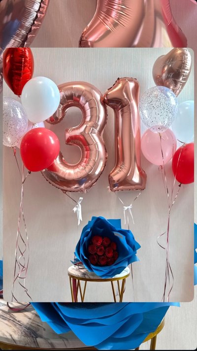 Birthday Flower Balloon Set With Bouquet