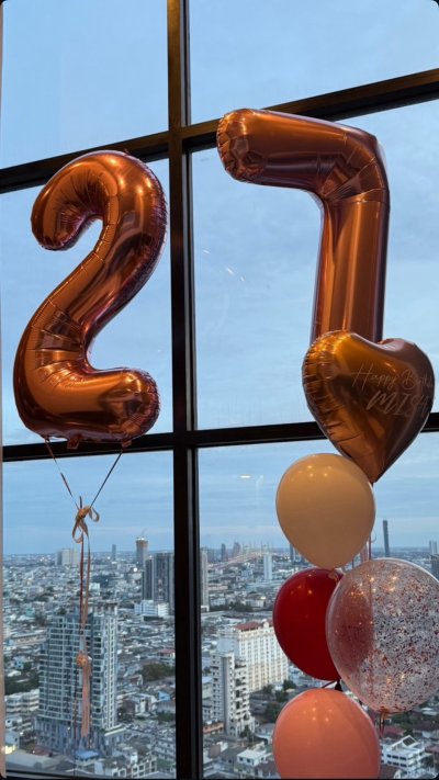 Pink Red Flower Balloon Set
