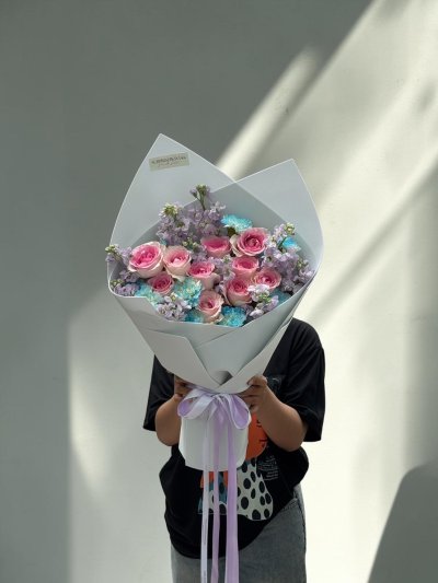 Electric Pink Blue Purple Bouquet