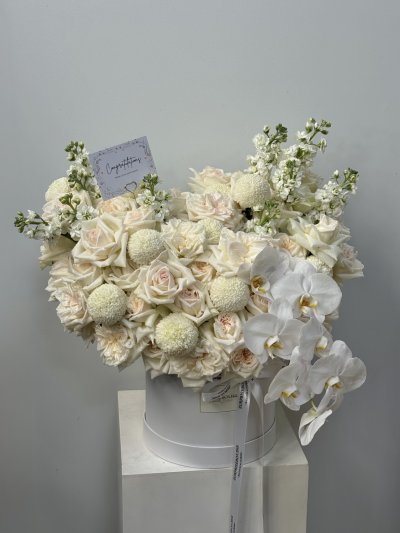 White Fresh Orchid Bloom Box