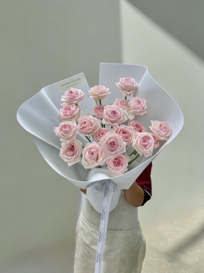20 Pink English Roses Foam Wrapping - S