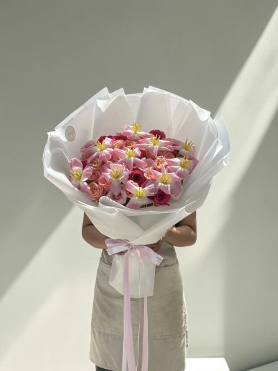 Pink Rosey Tulip Bouquet XL